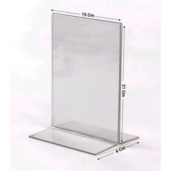 ACRYLIC TENT CARD / TEMPAT BROSUR A5 / TENT CARD HOLDER A5 / TENT CARD ACRYLIC A5 2 SISI