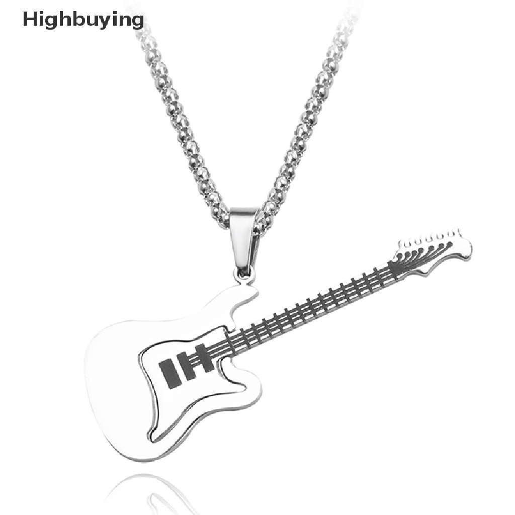 Hbid Hip Hop Emas Hitam Warna Perak Fashion Pria Wanita Stainless Steel Musik Rock Gitar Liontin Perhiasan Rantai Kalung Hadiah Glory