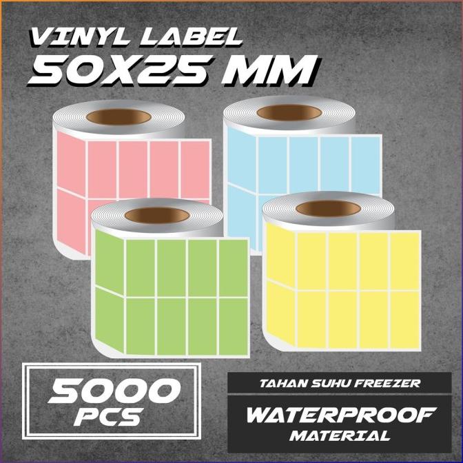 

Label Vinyl 50x25 mm Kertas Sticker Waterproof 33 x 15 isi 5000 pcs