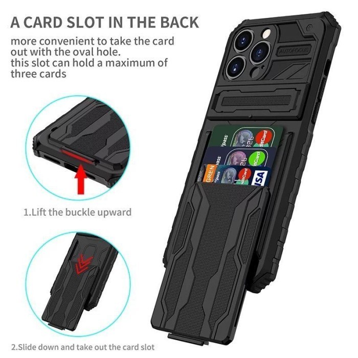 Case Transformers SLOT CARD + Standing iPhone 7Plus/8Plus/11/12 Pro/12 ProMax/13/13 Pro/13 Pro Max Hardcase Shockproof Tahan Benturan