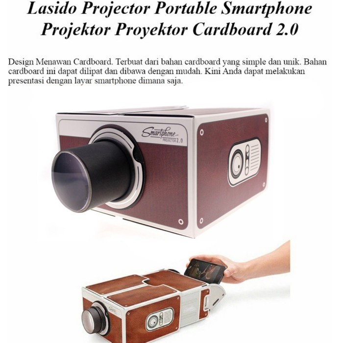 Proyektor Smartphone Pembesar Layar HP Phone Projector 2.0 3D DIY