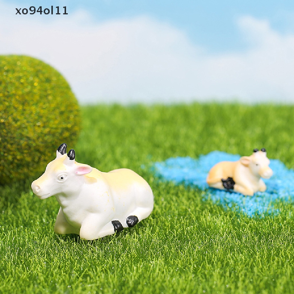 Xo Patung Sapi Mini Model Hewan Pemandangan Mikro Dekorasi Rumah Miniatur OL