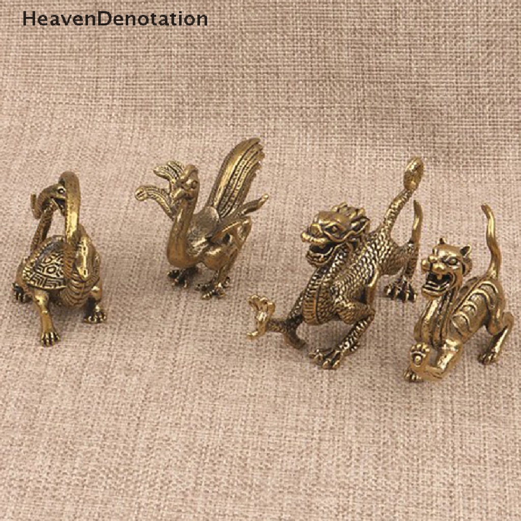 [Denotasi Surga] Patung Miniatur Binatang Kuno Cina Tembaga Murni Ornamen Naga HDV