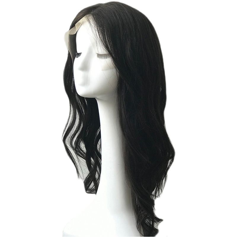 Wig wanita rambut panjang penuh rambut asli sedang rambut panjang jarum renda tidak ada jejak di bersih selebriti alami penutup kepala penuh penutup wig