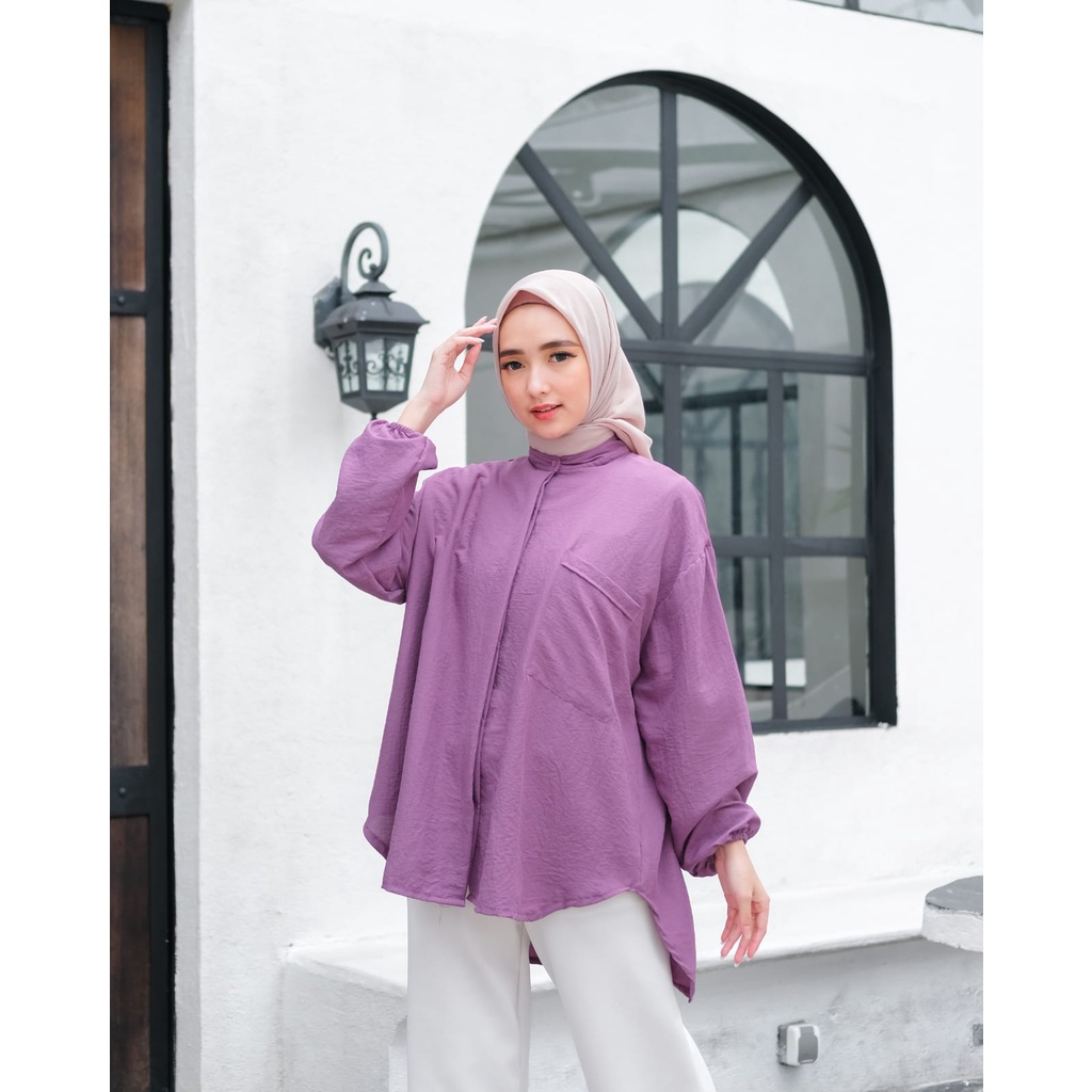 AVE Hana Shirt/Kemeja Oversize Crinkle Lengan Panjang