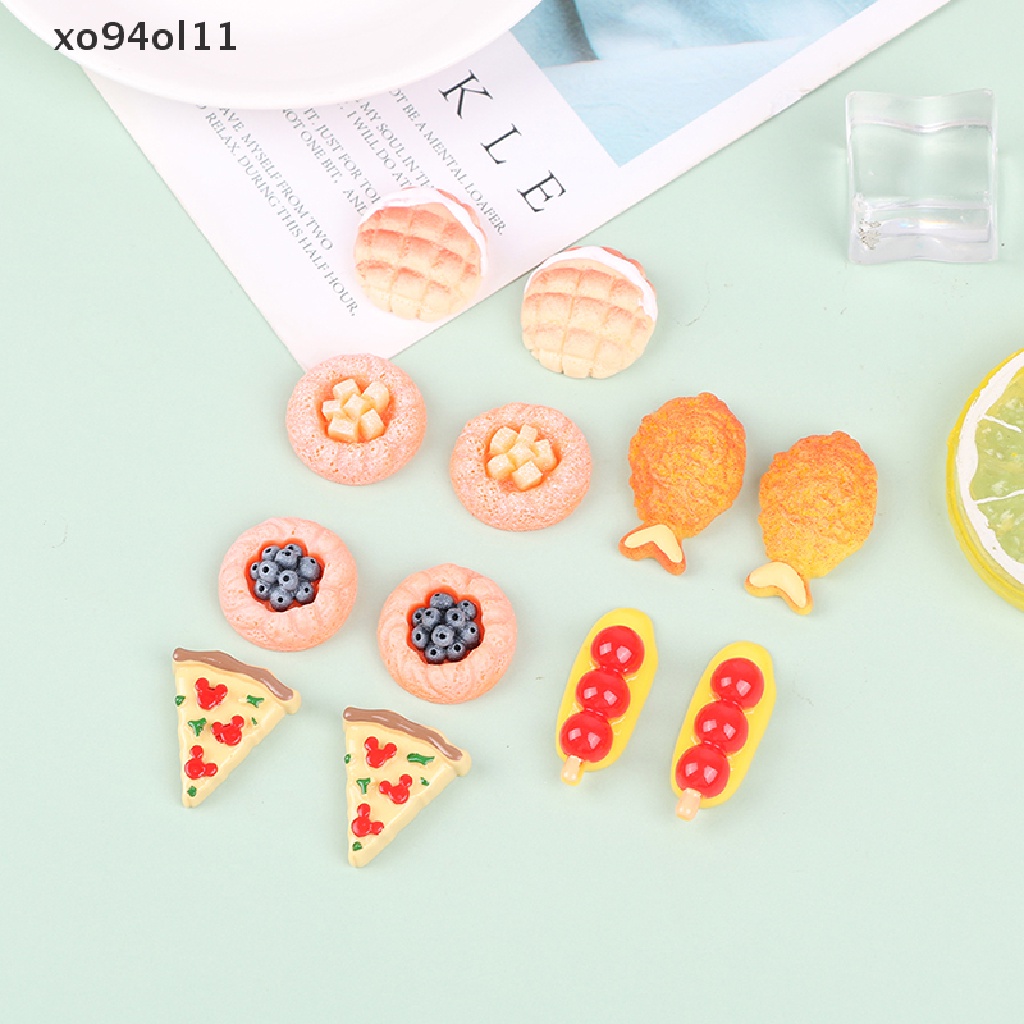 Xo 10pcs Rumah Boneka Miniatur Bermain Kue Hamburger Roti Mini Berpura-Pura Makanan Untuk Barbie Doll Food Mainan Dapur OL