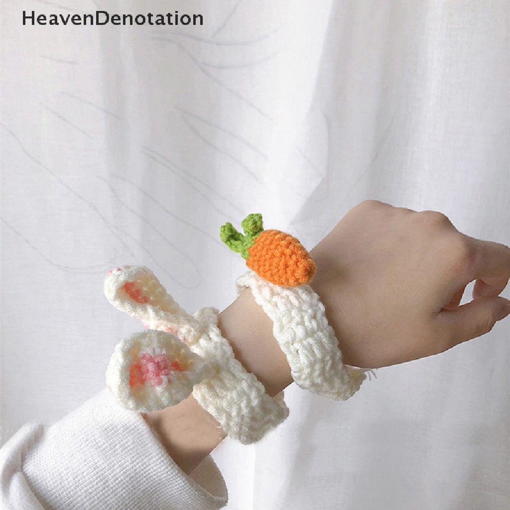 [HeavenDenotation] Lucu Wol Buatan Tangan Hewan Gelang Knitg Crochet Telinga Kelinci Wortel Katak Gelang Fashion Perhiasan Untuk Siswa Menenun Tali Tangan HDV