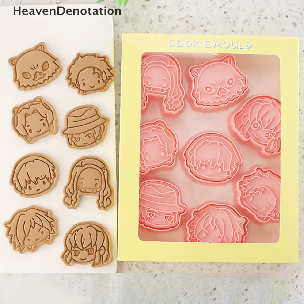 [HeavenDenotation] 8Pcs / Set Biscuit Mold Cartoon Characters Shape Cookie Cutter Cake Decor Tool HDV