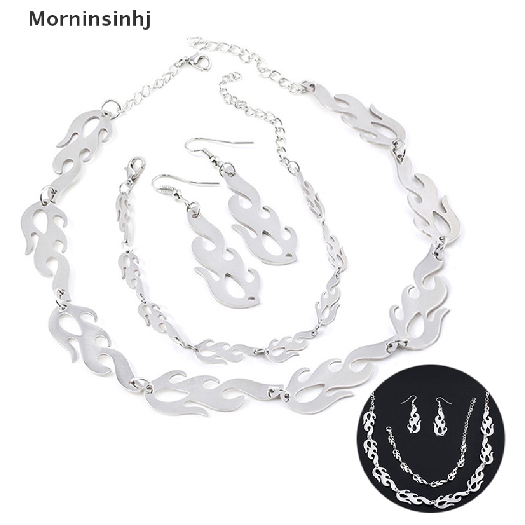 Mornin Punk Flame Kalung Klavikula Hip Hop Rantai Gelang Logam Lady Choker Perhiasan id