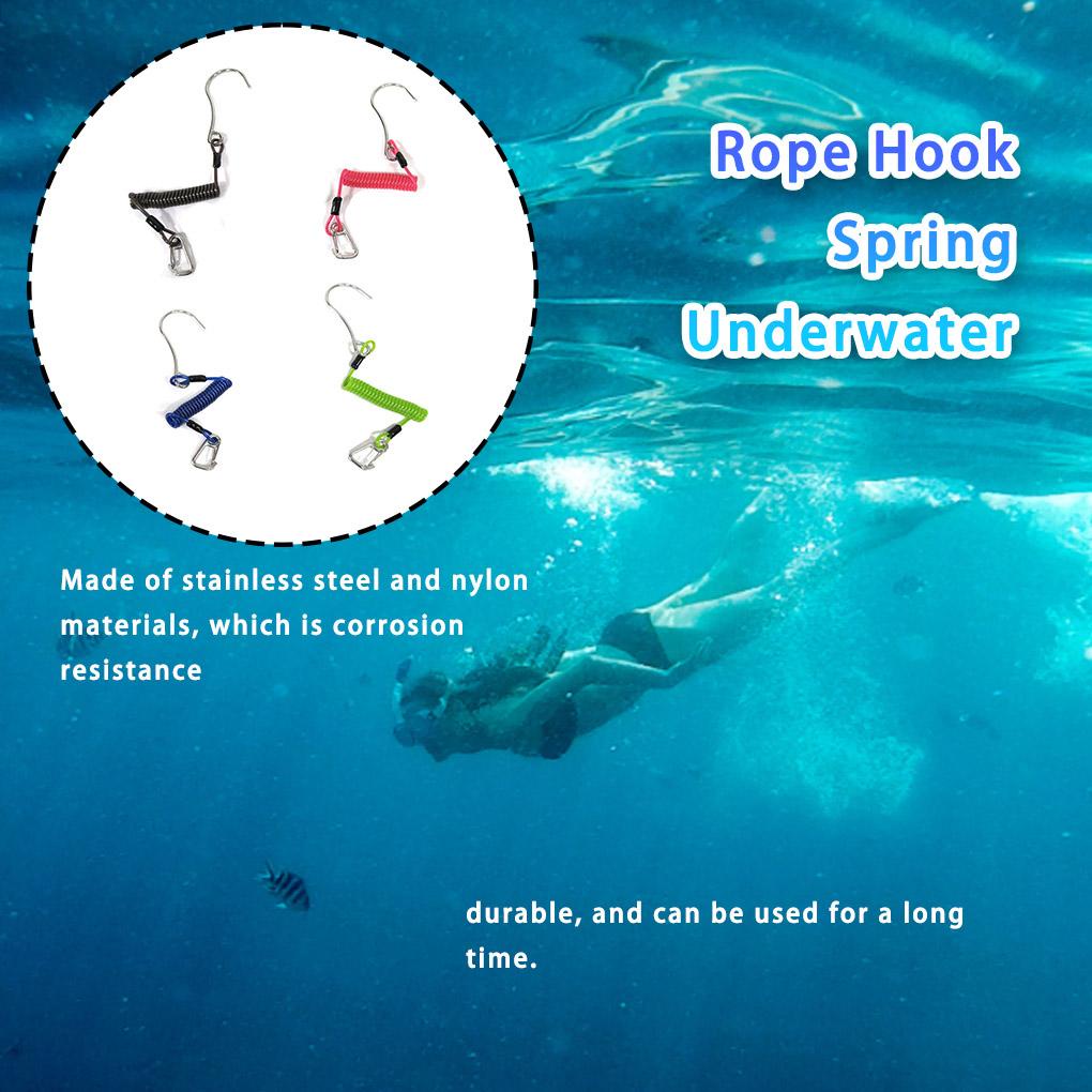 Huit Scuba Diving Coil Tali Tunggal Dengan Spiral Coils Menyelam Renang Lanyard Klip Kekinian Aksesoris Konsol Stainless Steel