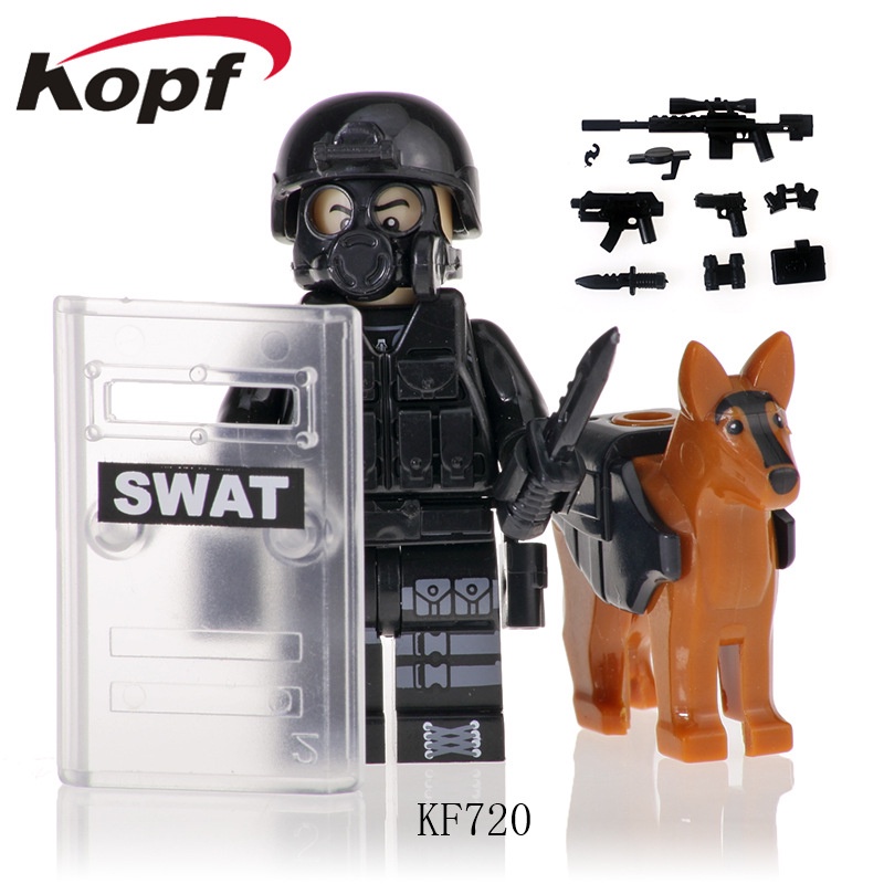 Blok Bangunan Khusus Polisi Minifigures Police Team Dog Mini Angka Mainan Rakitan Anak Hadiah Ulang Tahun