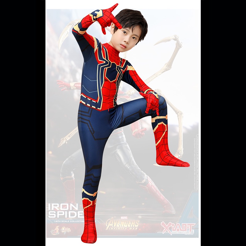 2023 Christmas and Halloween Kostum Cosplay Iron Spiderman Untuk Kostum Anak Kostum spiderman  + Topeng