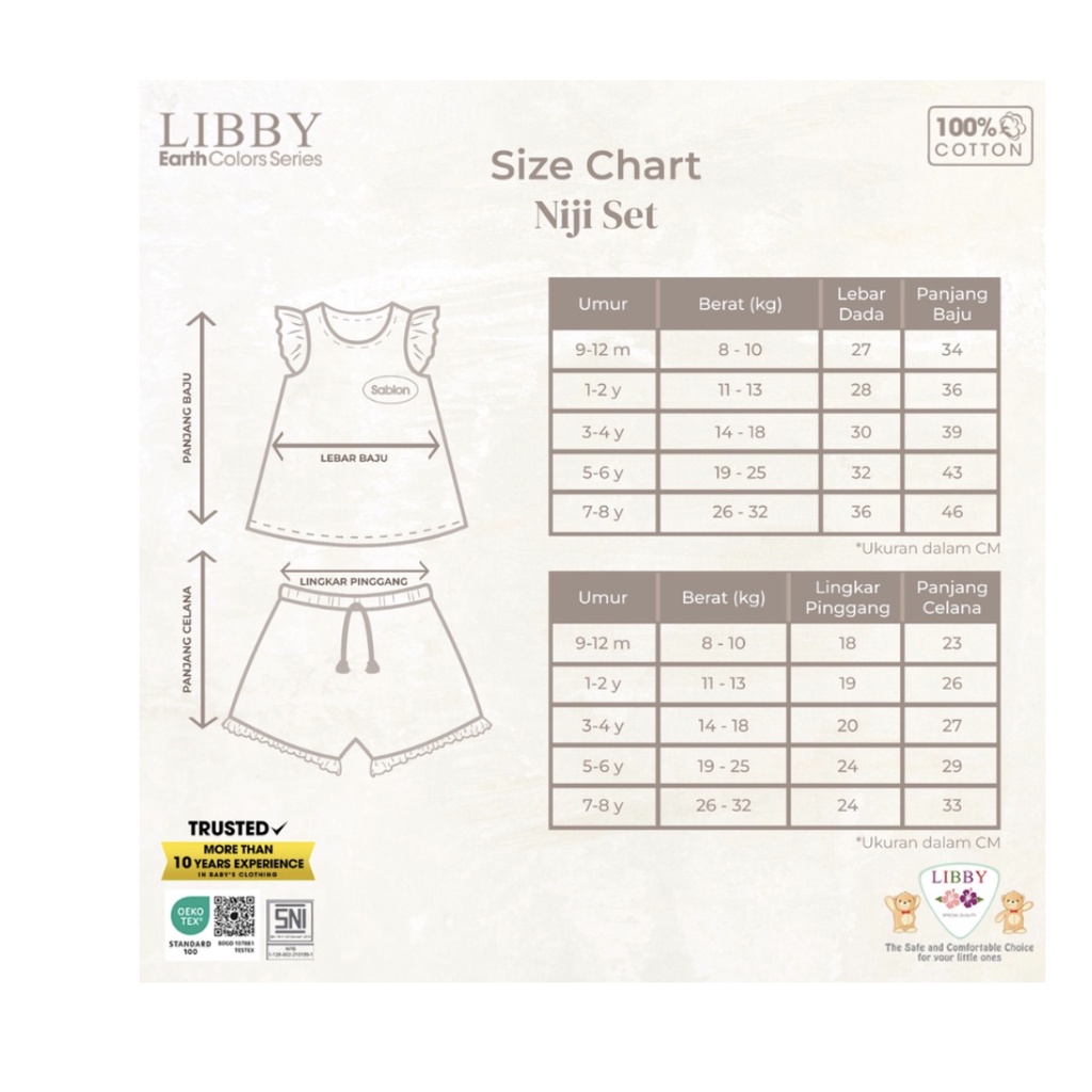 LIBBY Earth Stelan Anak Niji Set Oblong Pendek Celana Pendek Series GIRL (1 STEL)