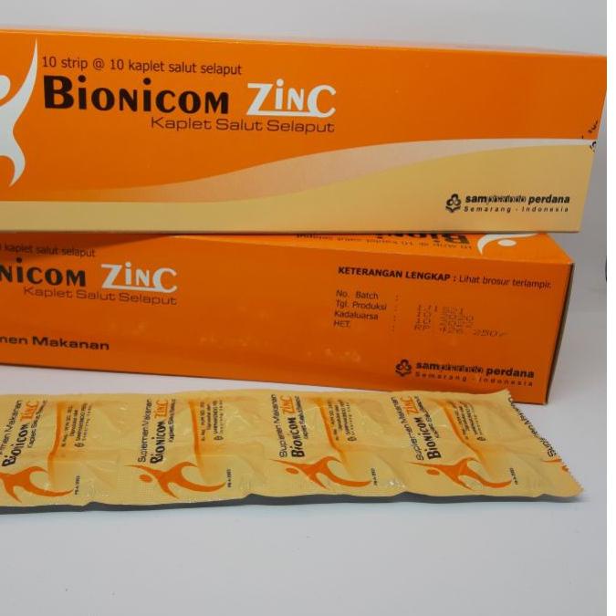 Termurah | KP8 | Bionicom zinc isi 100 Kaplet. Vitamin C 750mg, vitamin B kompleks, Zinc dan Vitamin