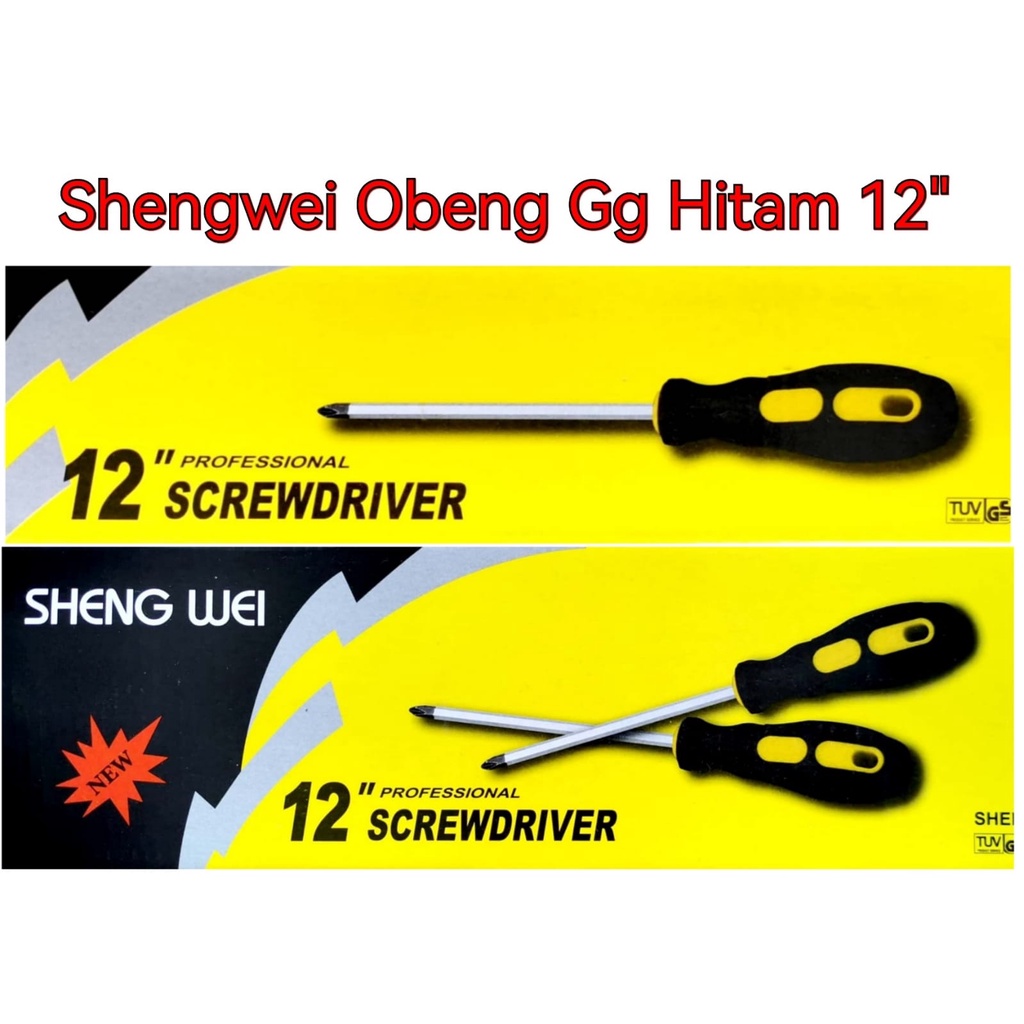 Shengwei Obeng Kembang Plus + Gagang Karet Hitam 4 / 8 / 12 inch