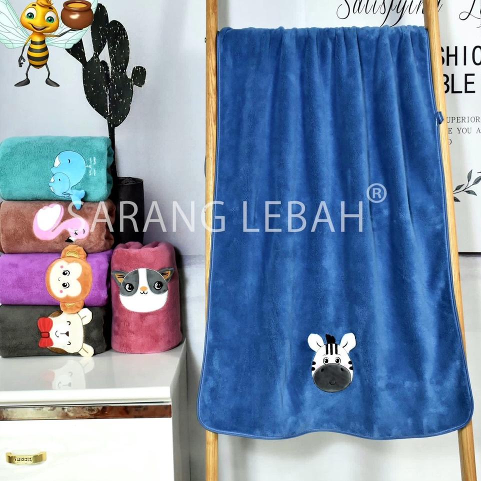 ✷ JH Handuk Microfiber Bordir Animal Sarang Lebah Motif Baru Uk  Termurah ❀