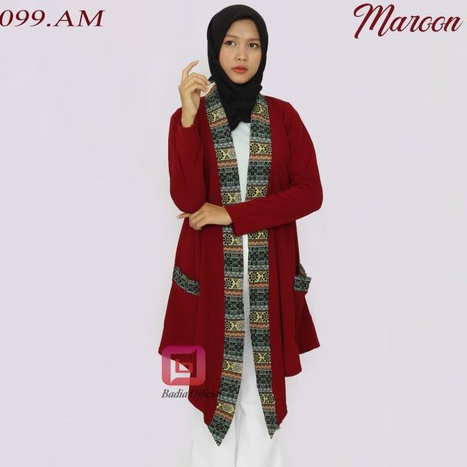 TERBAIK CARDIGAN MUSLIM OUTER BATIK SONGKET WANITA - BAJU CARDIGAN OUTER PANJANG LENGAN PENDEK DISCO