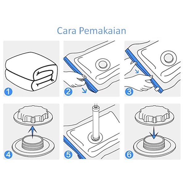 Kantong Vakum Baju Plastik 10 Pcs Free Pompa Kantong Vakum Bag Pakaian Travel Murah Original / Kantong Vacuum Vacum Travelling Pakaian Baju Celana