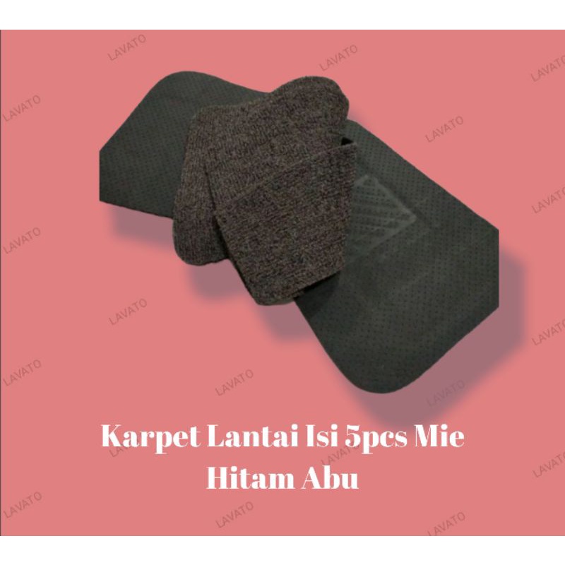 Karpet Lantai Isi 5 Pcs Mie Hitam Merah / Hitam Polos / Coklat Cream / Hitam Abu
