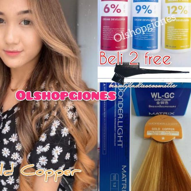 ❅ CAT Matrix Wonderlight Gold Copper WL-GC + oxydant campuran cat rambut wonder light socolor emas ☺