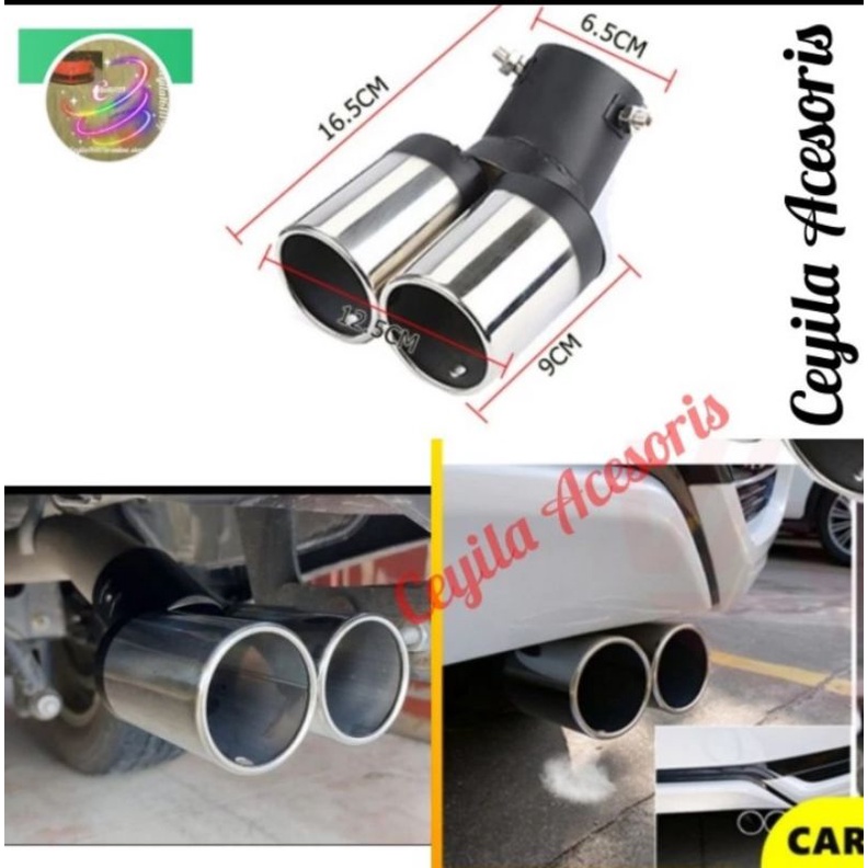 Muffler ujung knalpot rancing 2 lubang stainless mobil Honda FREED