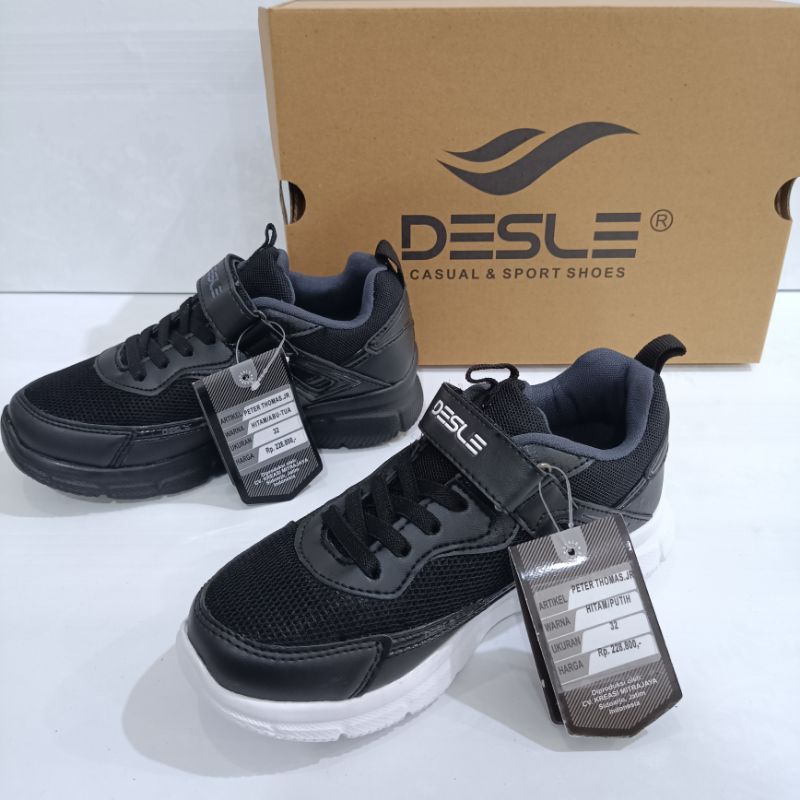 Sepatu Sekolah Anak Merk Desle tipe Peter Thomas Jr size 32-37 | Desle Peter Thomas Jr | Sepatu Olahraga Anak Desle