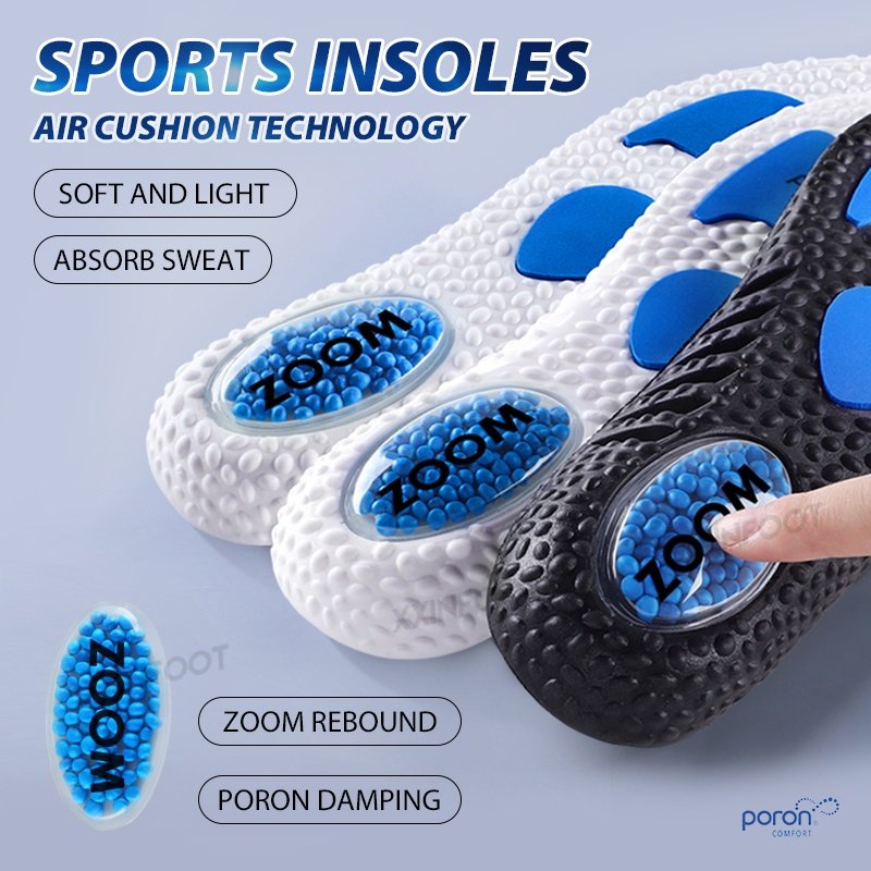 Air Cushion PU Elastic Insoles Shock Absorption Cushion Sol Super Lembut Untuk Pria dan Wanita