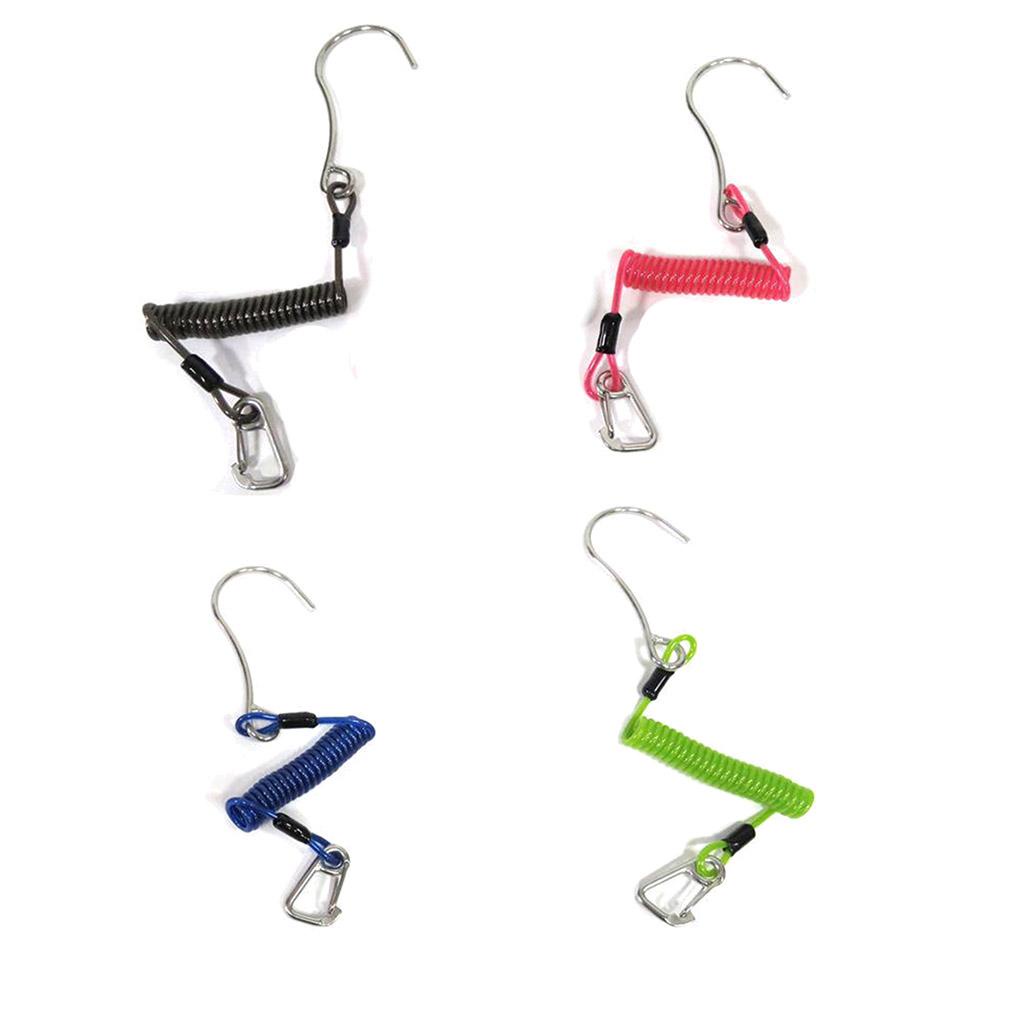 Huit Scuba Diving Coil Tali Tunggal Dengan Spiral Coils Menyelam Renang Lanyard Klip Kekinian Aksesoris Konsol Stainless Steel