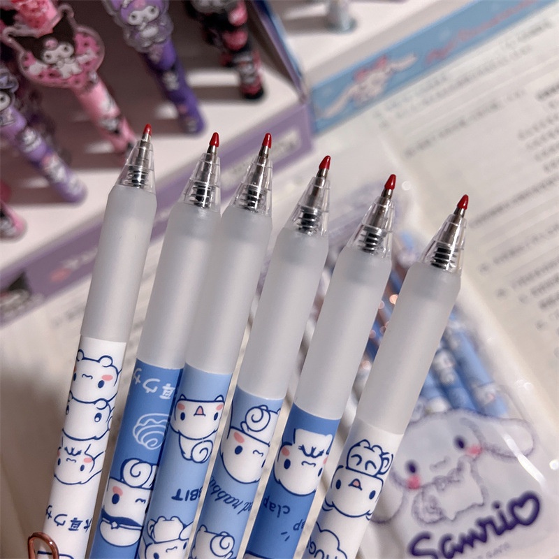 1 /6 Pcs Lucu Telinga Besar Anjing Pena Netral Perlengkapan Kantor Sekolah Siswa Menulis Alat Tulis Dengan Kait Blue Laurel Dog Ins Style Press Move Pen Neutral Pen