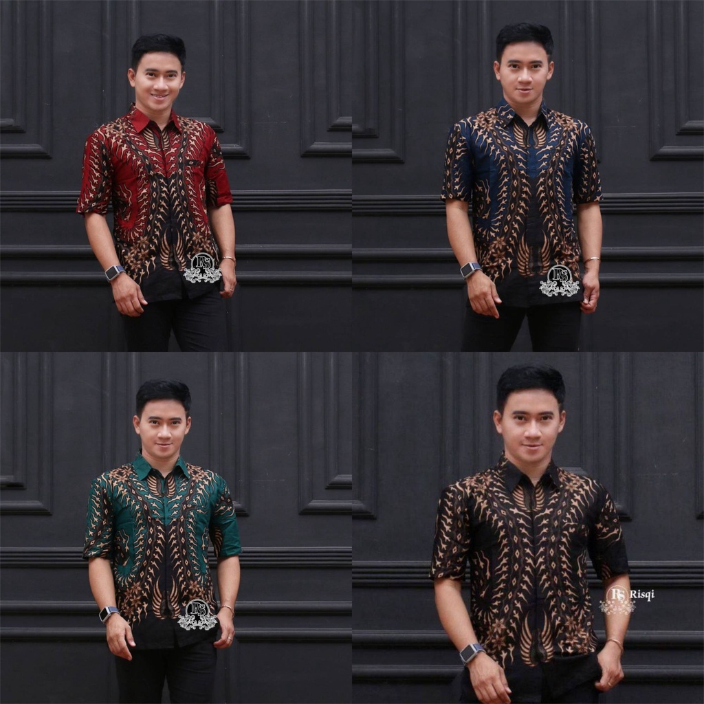 GROSIR BATIK HEM PRIA LENGAN PENDEK MOTIF KERIS SAYAP BERAGAM VARIAN WARNA