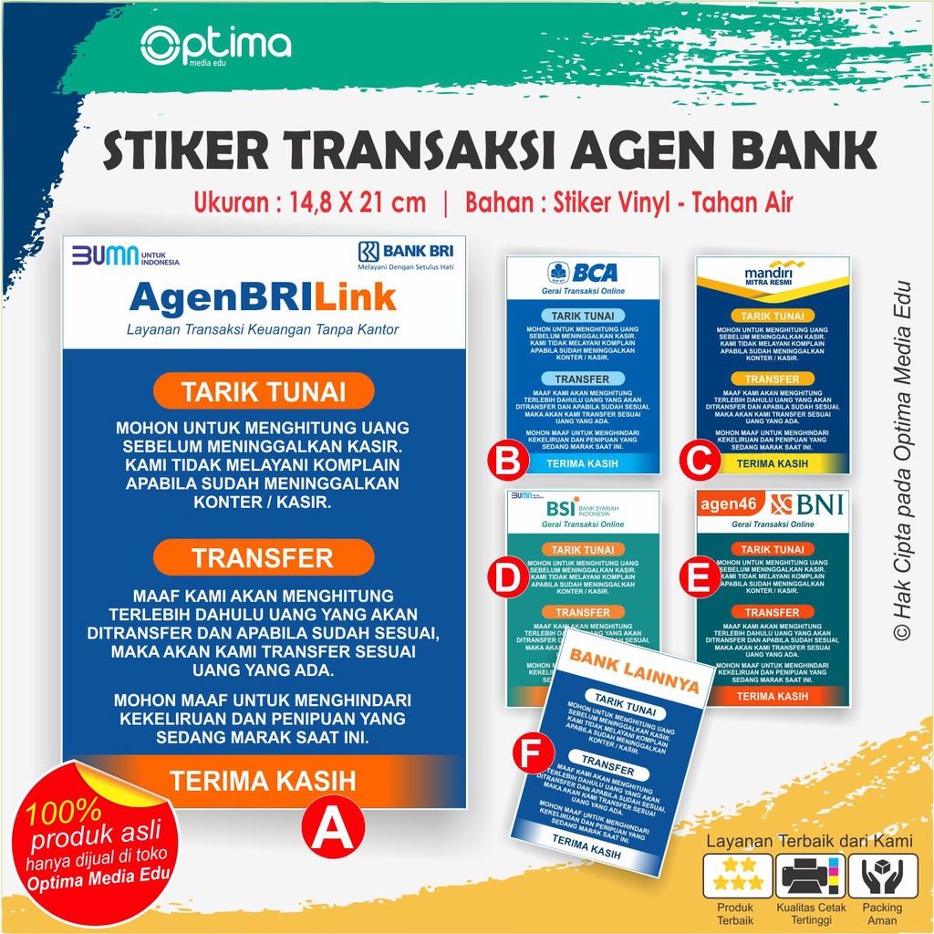 

Stiker Aturan Transaksi pada Agen Bank Resmi