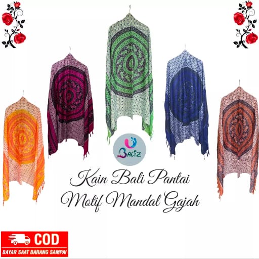 Kain Pantai Kain Bali Pantai - Kain Bali Motif Mandala Gajah Baru Rumbai Standar - Sarung SEMBILAN MODE - Sarung Bali - Kain Pantai - Kain Katun Jepang - Kain Untuk Hiasan Dinding - Kain Untuk Plafon Mobil Truk Dan Mobil 3/4 Lainnya