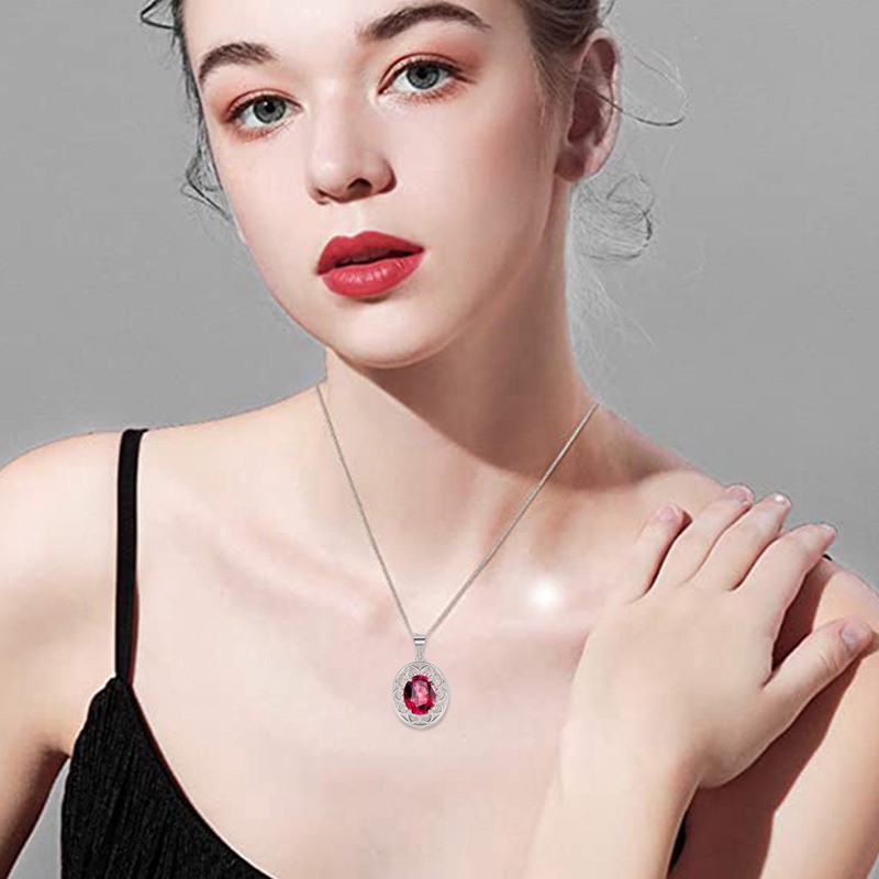 Vintage Perempuan Liontin Merah Kalung Batu Kristal Kalung Untuk Wanita Dainty Water Drop Wedding Necklace