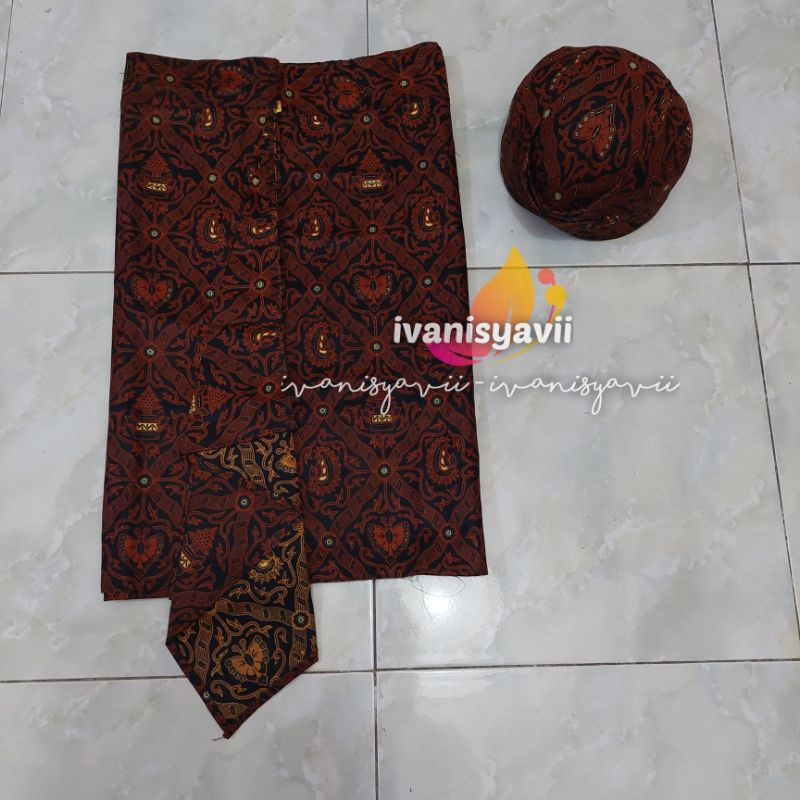 [Setelan] Sapit Urang + Blangkon | Motif Luhur Hitam