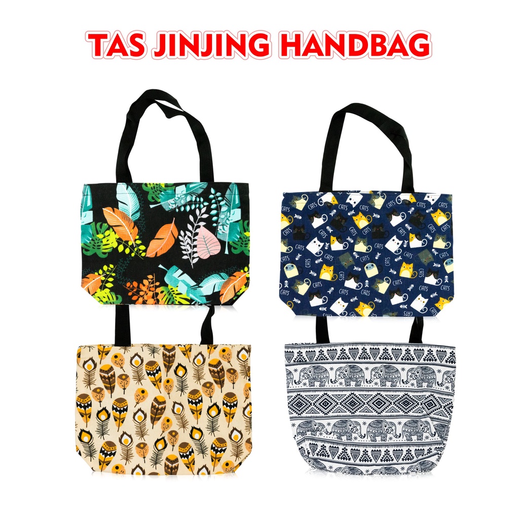 Tas Jinjing Wanita / Tas Baju Jinjing / Handbag tas bahan kanvas Aneka Motif Pilihan