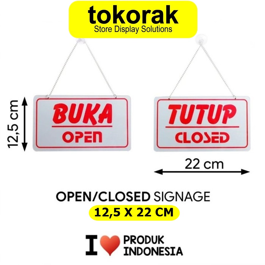 SIGNAGE BUKA TUTUP 22 X 12,5CM SIGN PETUNJUK SIMBOL LOGO PERINGATAN LABEL OPEN CLOSED