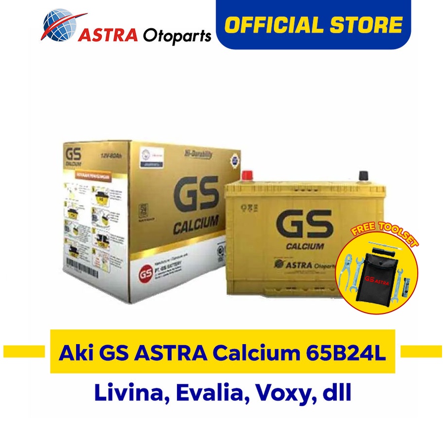 GS ASTRA Calcium 65B24L aki untuk mobil Honda City, Nissan Livina, Evalia dll