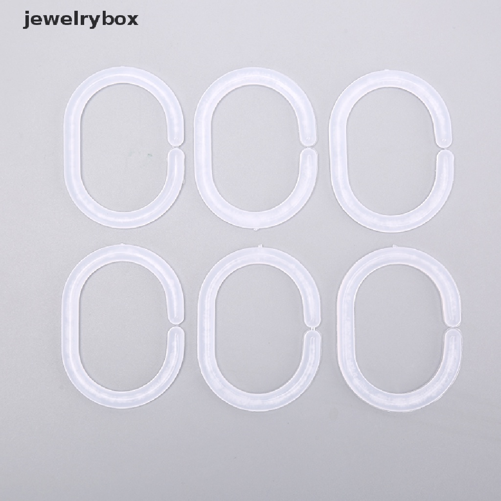 [jewelrybox] 12pcs Shower Curtain Rings Hooks Kamar Mandi Plastik Tiang Kuat Rail Guide Hanger Butik