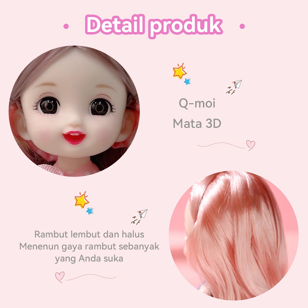 Lakhu 17Cm Boneka Korea Lucu Bjd Doll Untuk Anak Perempuan Party Dress Clothes Full Set Pretend
