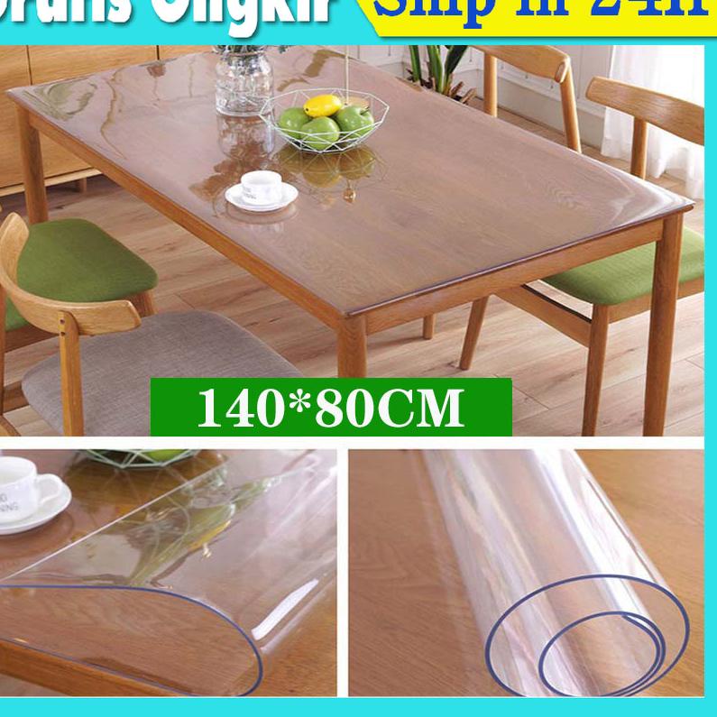 ✼ taplak meja pvc bening tebal anti air Plastik Mika Ukuran MM Alas Meja Makan ♞
