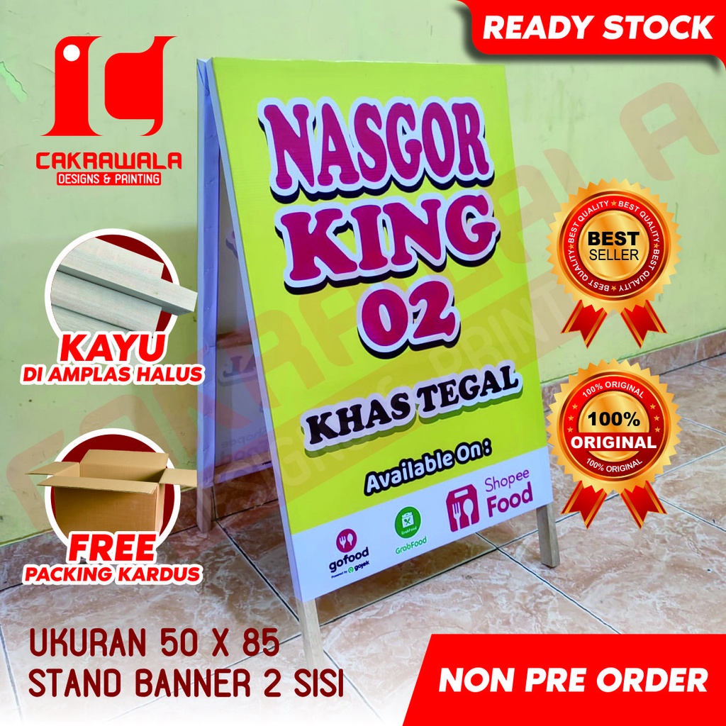 STAND BANNER KAYU UKURAN 50 X 85 - STANDING BANNER KAYU PROMO - STANDING BANNER KAYU - SEGITIGA BANN