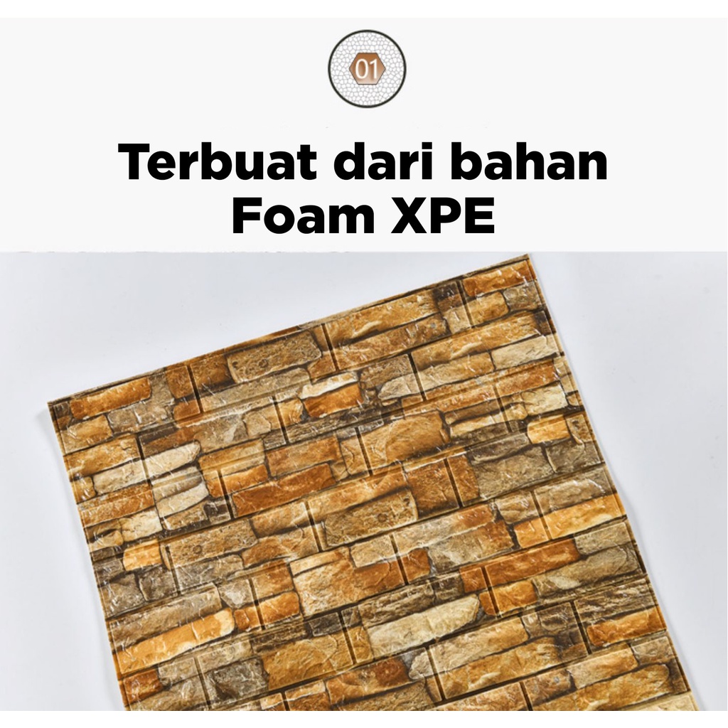 WALLPAPER BATA BATU ALAM | 3D XPE FOAM WALLPAPER MOTIF BATU | 3D WALL STICKER | STIKER WALLPAPER 3D BATU ALAM