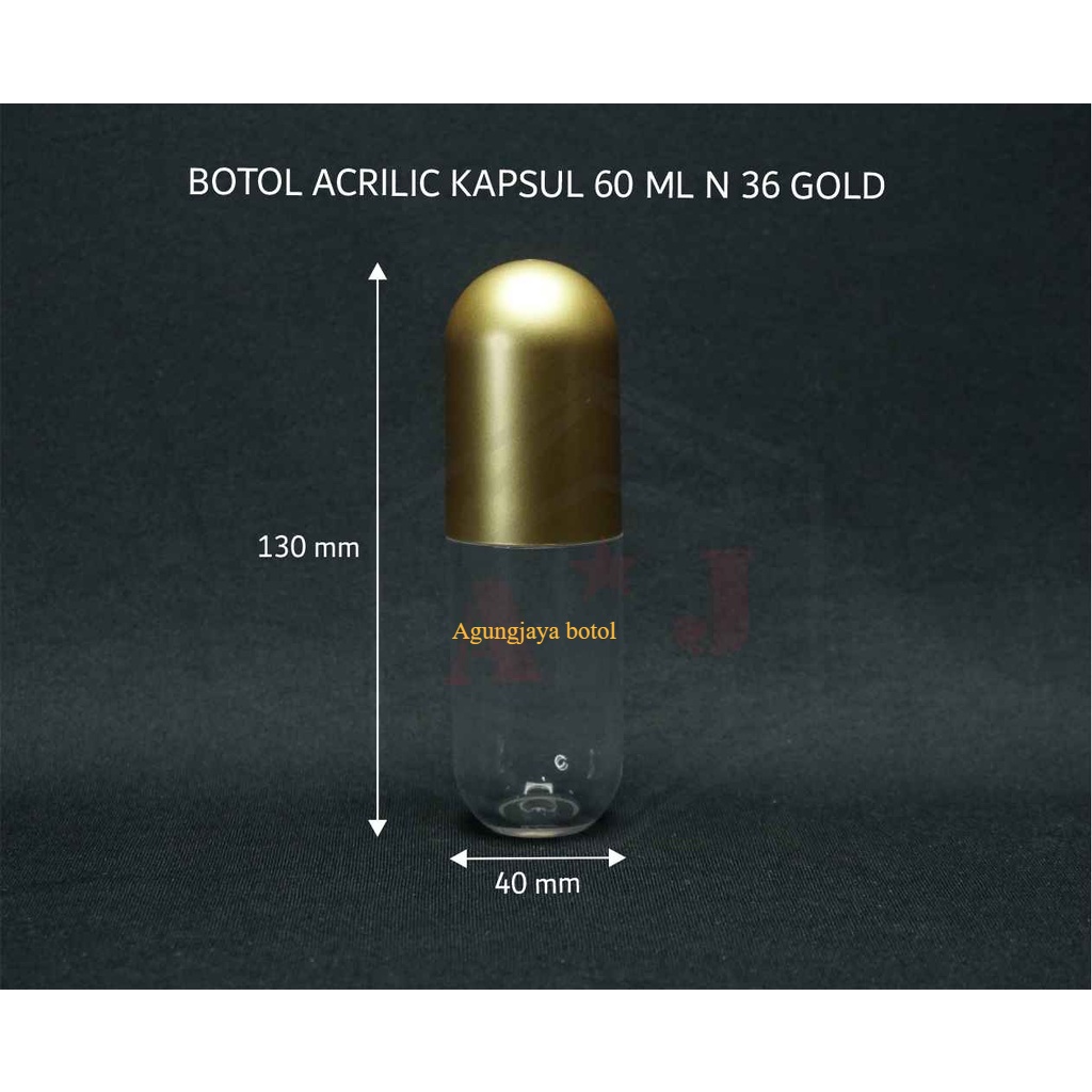 Botol Kapsul 60 ml / Botol Acrilic / Botol Pet Obat / Botol Bentuk Kapsul / Botol Obat Bentuk Kapsul