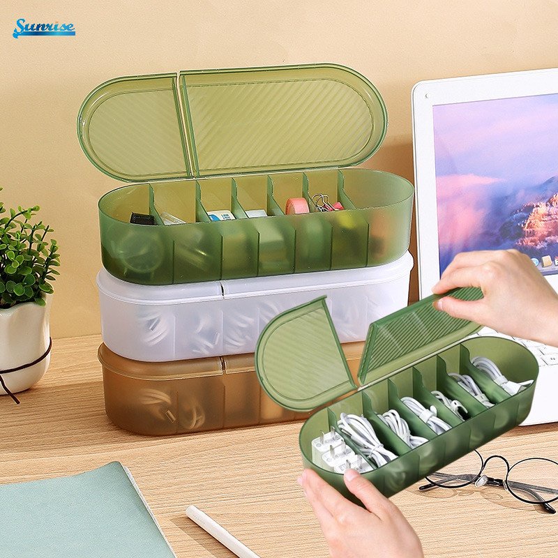 7kisi Kotak Penyimpanan Kabel Travel Portable Headphone Cord Charger Laci Sortir Case Dengan Penutup Makeup Lipstik Tempat