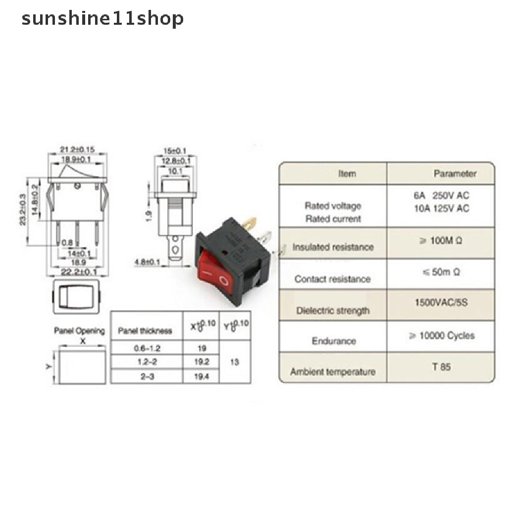 Sho 5pcs 15 * 21MM Push Button Switch ON-OFF 2posisi Saklar Power KCD1 2/3Pin N