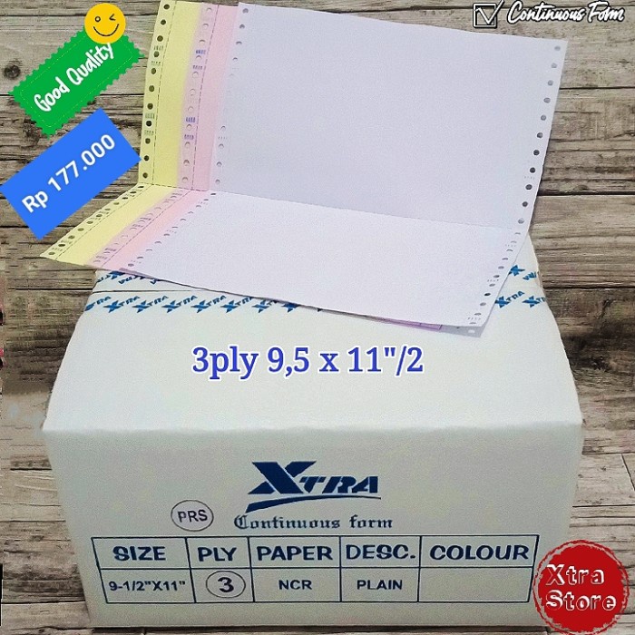 

Terlaris Kertas Continuous Form 3Ply 9,5X11"/2