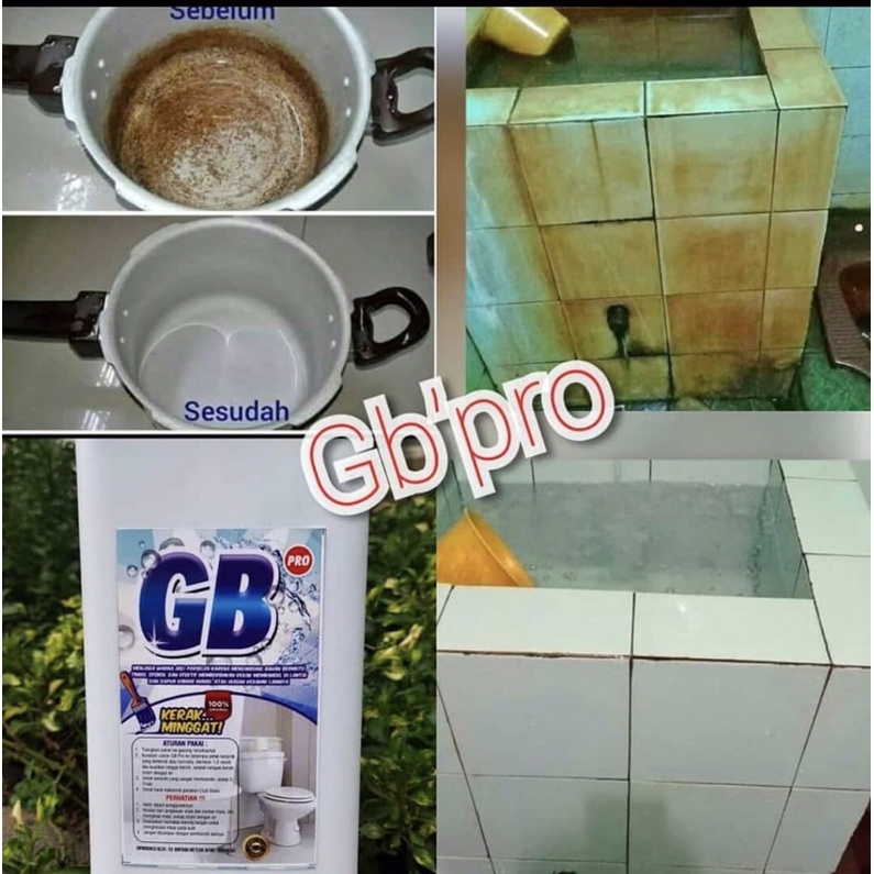 GB PRO 1L ORIGINAL Pembersih Kerak Keramik Porselen Porselin Pembersih Kerak Toilet Membandel Glibers Gilbers 1 Liter