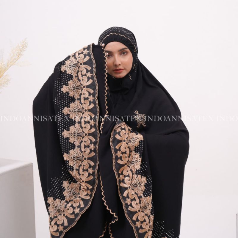 mukena rayon hitam premium | mukena dewasa cantik