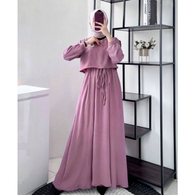 ZAFINA DRESS  Crincle Air Flow Size S M L XL  viral, gamis remaja terbaru,gamis wanita, gamis hitam,kekinian Zafina maxi dress fashion muslim kondangan