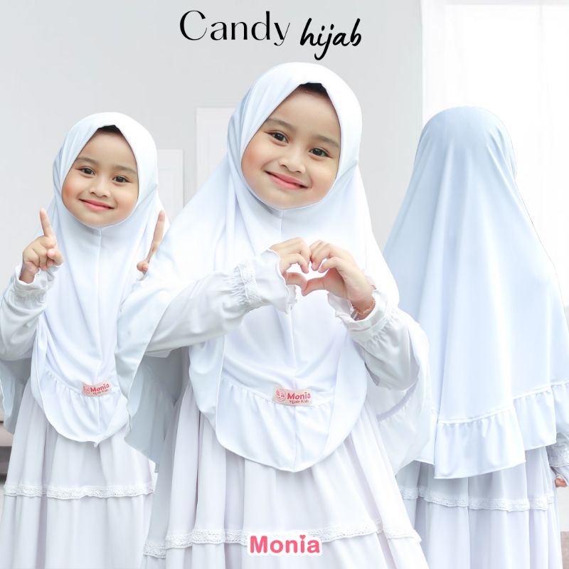 Candy Hijab by Monia Hijab Kids White  MLXL | Hijab Sekolah | Hijab Instant  Terlaris